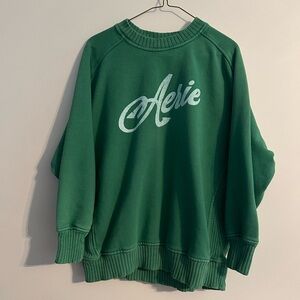aerie Forest Green Logo Crewneck Sweatshirt